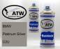 Preview: BMW, Platinum Silver, C2U: 400ml Sprühdose + 400ml Klarlack - Set, von ATW Autoteile West.